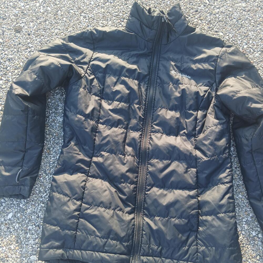 Columbia Jacket Womens Large Black Omni-Heat Puffer Full Zip Interchange Outdoor